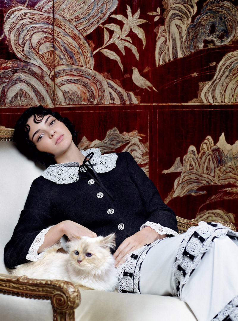 Kendall Jenner and Choupette by Karl Lagerfeld for Vogue September, 2015.