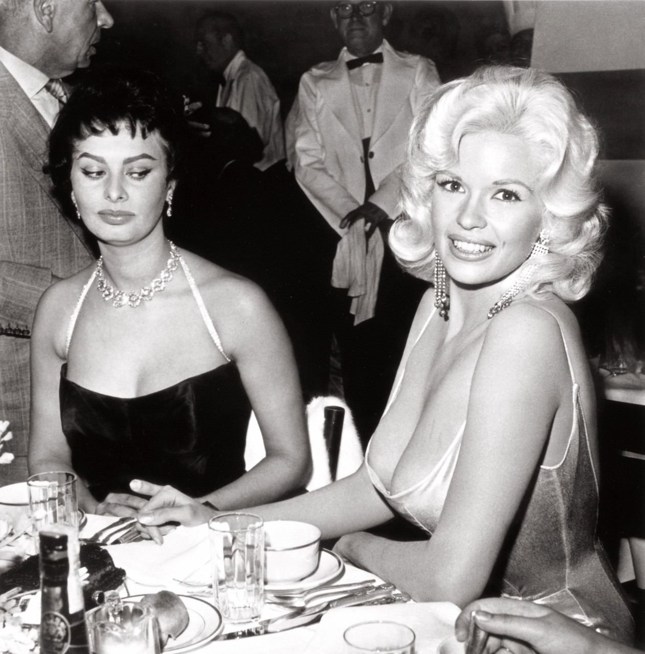 Jayne Mansfield and Sophia Loren at Romanoff's in Beverly Hills by Joe Shere, 1958
